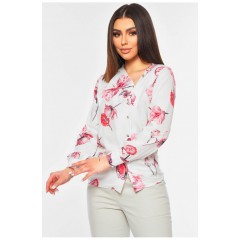 Женская блузка белого цвета с принтом 201177L