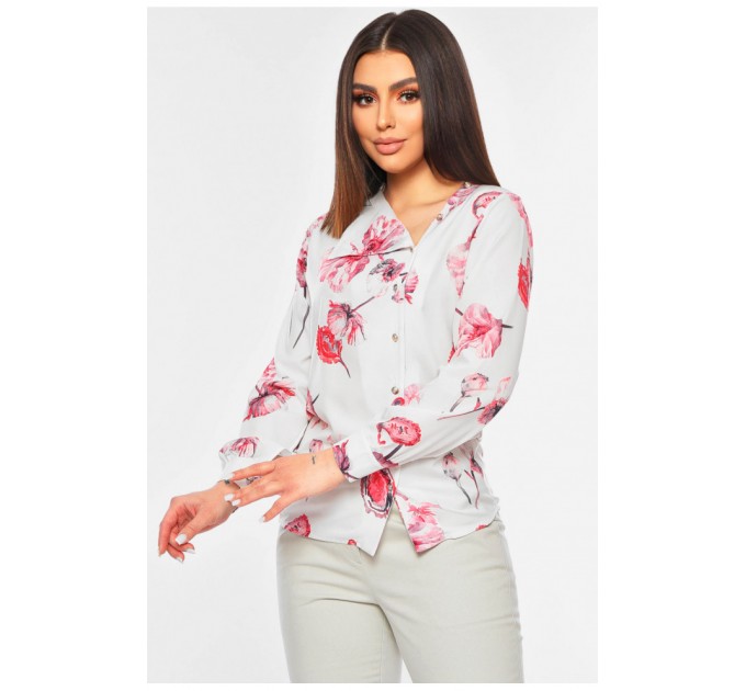 Женская блузка белого цвета с принтом 201177L