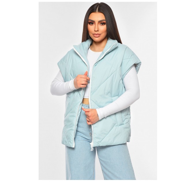 Жилетка женская однотонная светло-голубого цвета 201257L