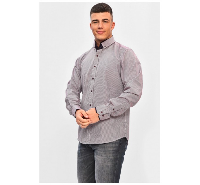 Рубашка мужская бордового цвета в клетку 201538L
