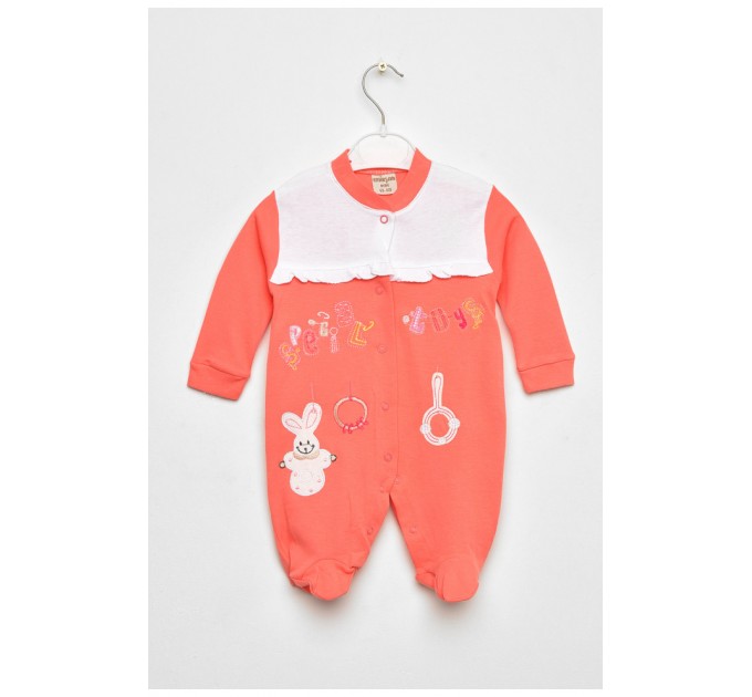 Детский мужик для девочки кораллового цвета с шапочкой 201772L