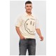 Футболка чоловіча напівбатальна бежевого кольору з принтом 201825L
