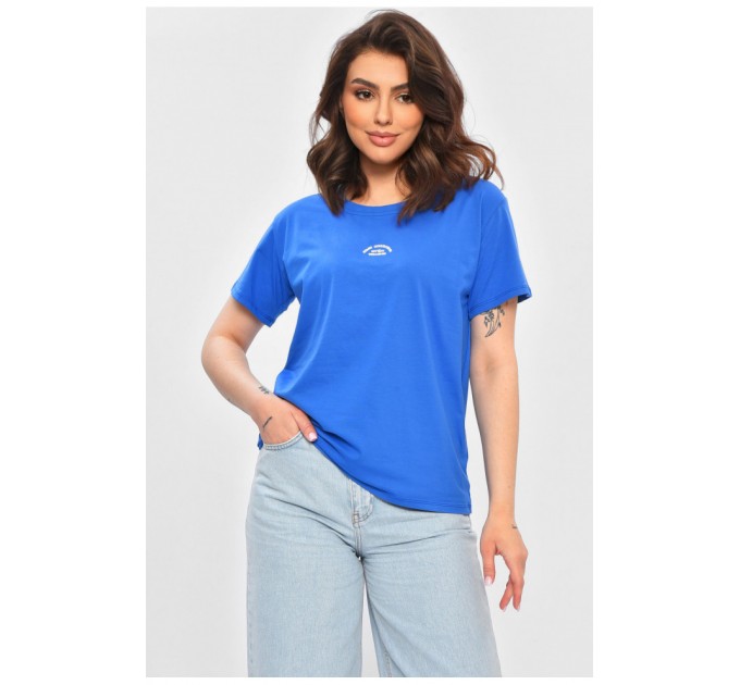 Женская футболка однотонная синего цвета 202218L