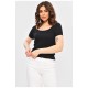 Футболка жіноча однотонна в рубчик чорного кольору 202272L