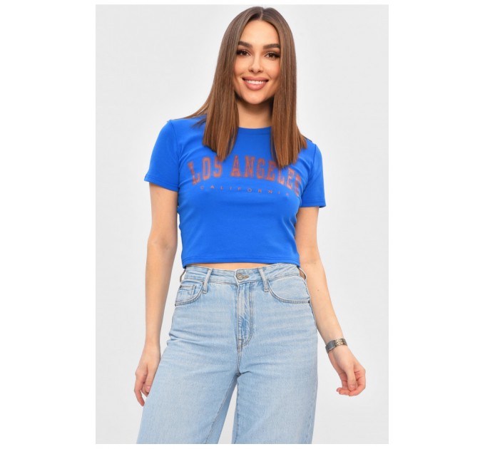 Футболка жіноча синього кольору з написом 202278L