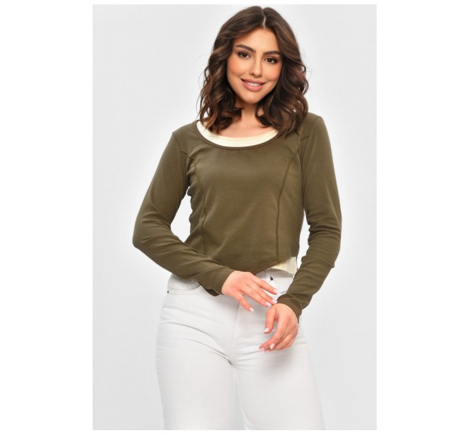Женская кофта однотонная цвета хаки 202294L