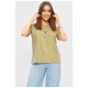 Женская футболка однотонная оливкового цвета с надписью 202312L