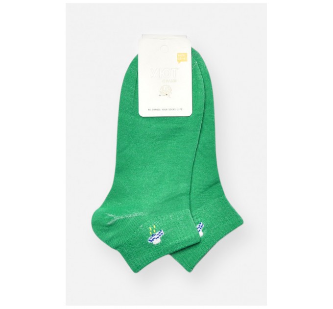 Носки женские спортивные демисезонные зеленого цвета 202414L