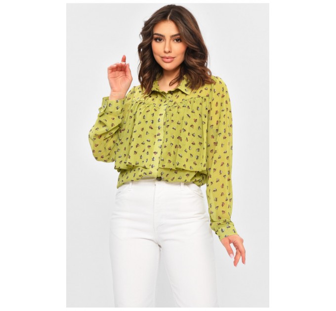 Блуза жіноча зеленого кольору з принтом 202467L
