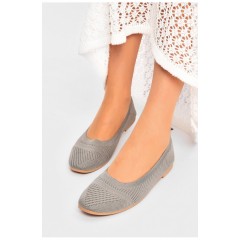 Балетки женские серого цвета вязаные 202727L