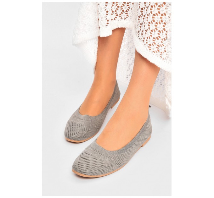 Балетки женские серого цвета вязаные 202727L