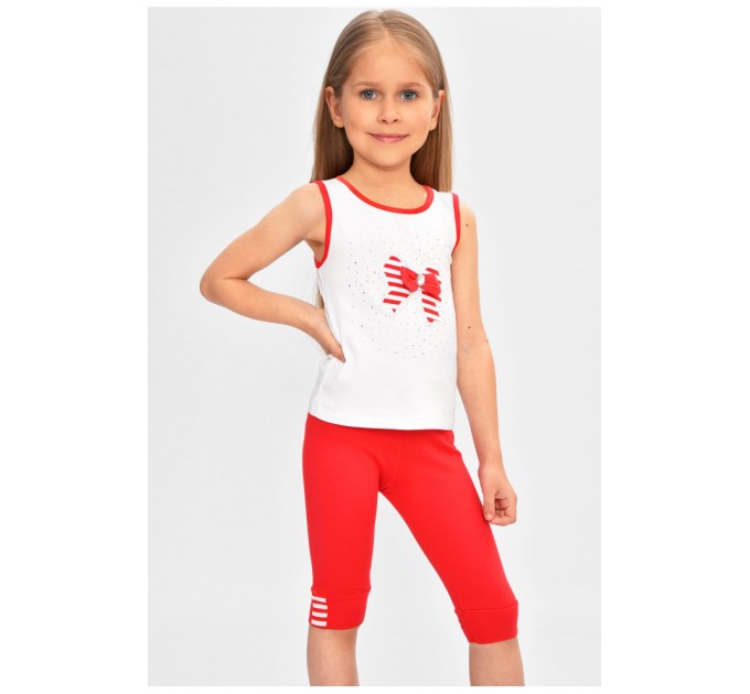Костюм детский для девочки летний красного цвета 202914L