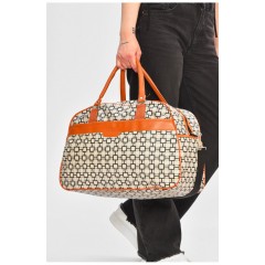 Сумка дорожня унісекс екошкіра бежевого кольору з принтом 202933L