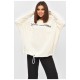 Худі жіноче на флісі молочного кольору з написом 203191L