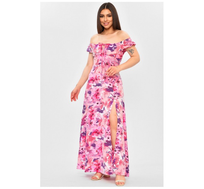 Сарафан жіночий рожевого кольору з принтом 203218L