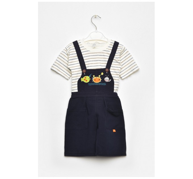 Костюм дитячий для хлопчика темно-синього кольору з картузом 203423L