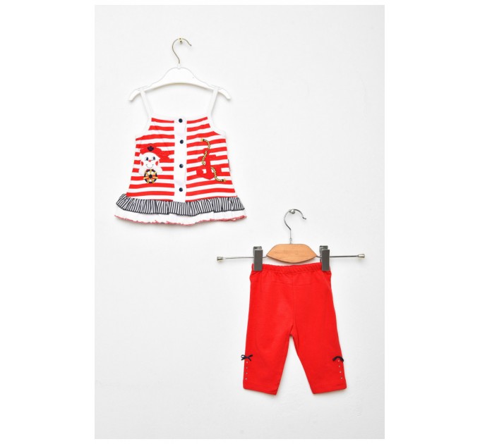 Костюм дитячий для дівчинки червоного кольору з принтом 203446L