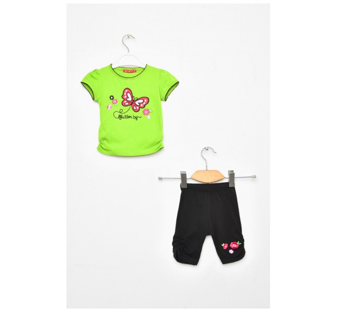 Костюм дитячий для дівчинки зеленого кольору з принтом 203450L