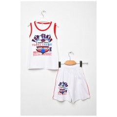 Костюм детский для мальчика белого цвета с принтом 203452L