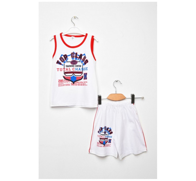 Костюм детский для мальчика белого цвета с принтом 203452L