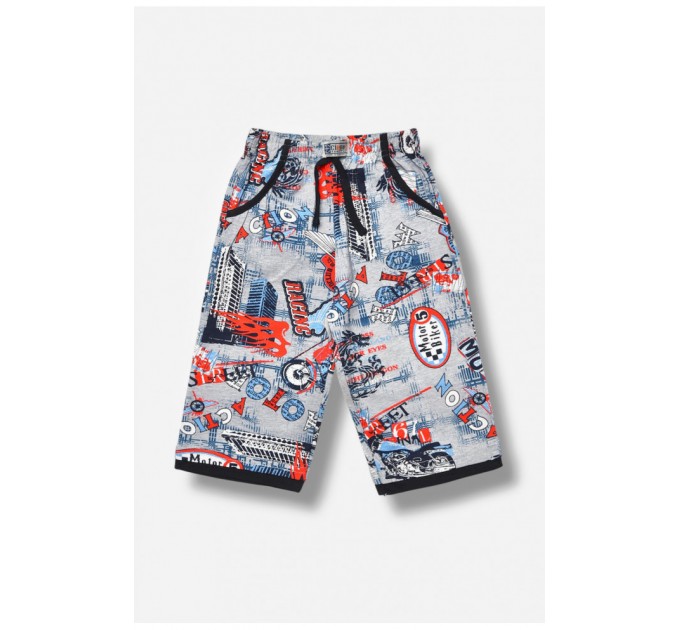 Детские бриджи для мальчика серого цвета с принтом 203525L