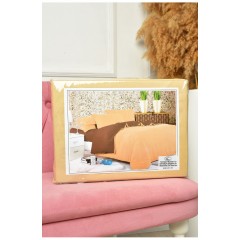 Комплект постільної білизни бежевий з коричневим півторка 203568L