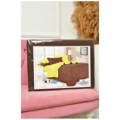 Комплект постільної білизни коричневий з салатовим півторка 203570L