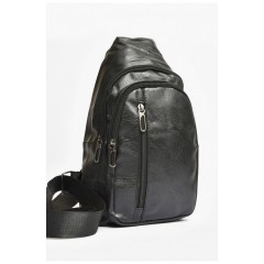 Сумка чоловіча через плече з екошкіри чорного кольору 203639L