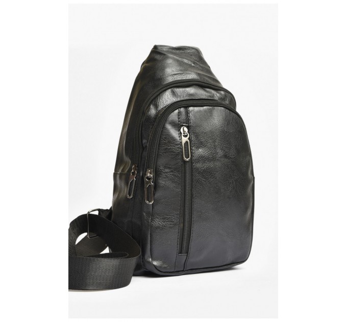 Сумка чоловіча через плече з екошкіри чорного кольору 203639L