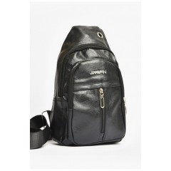 Сумка чоловіча через плече з екошкіри чорного кольору 203640L