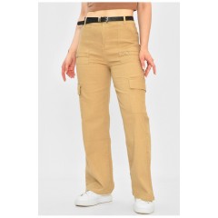 Штани жіночі однотонні темно-бежевого кольору 203772L