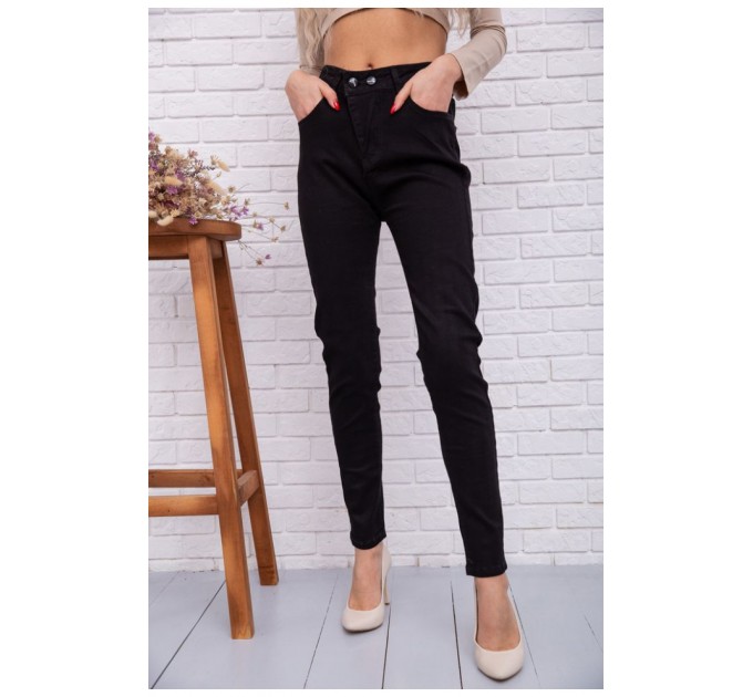 Джинсы женские однотонные черного цвета 203880L