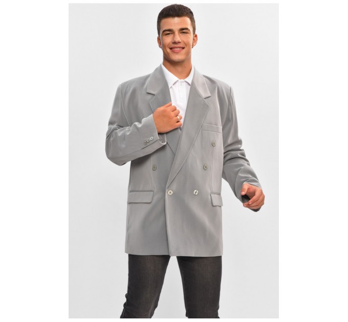 Мужской пиджак однотонный темно-серого цвета 204326L