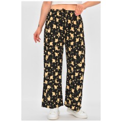 Штани жіночі чорного кольору із принтом 204439L Штани жіночі чорного кольору із принтом 204439L