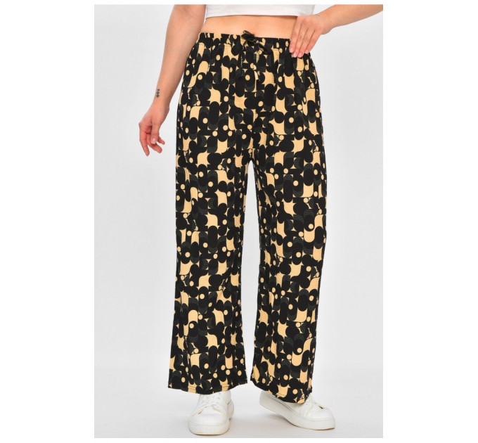 Штани жіночі чорного кольору із принтом 204439L