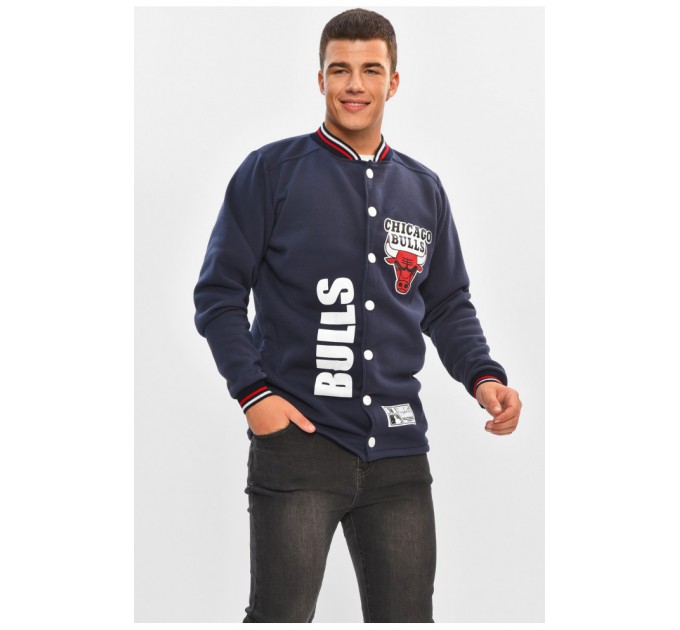 Бомбер чоловічий на флісе синього кольору 204450L