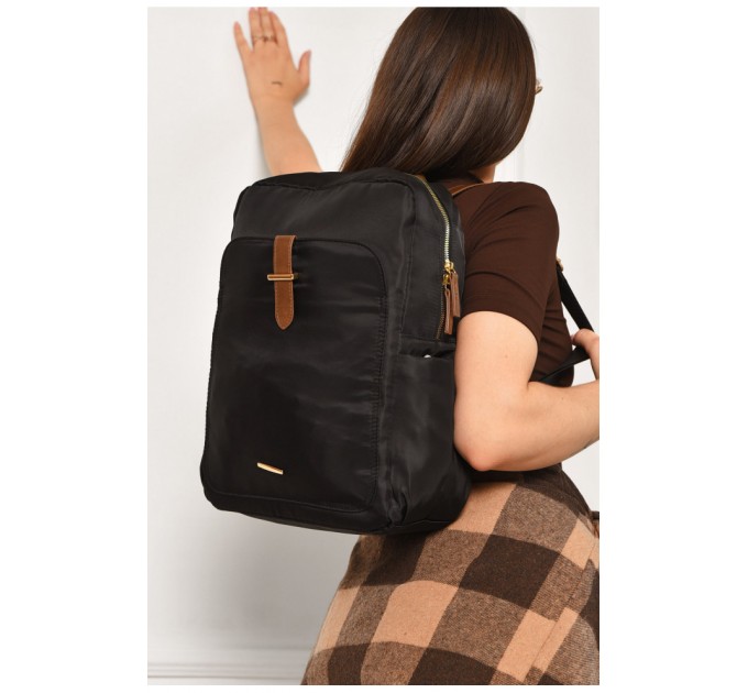 Рюкзак жіночий однотонний чорного кольору 204640L