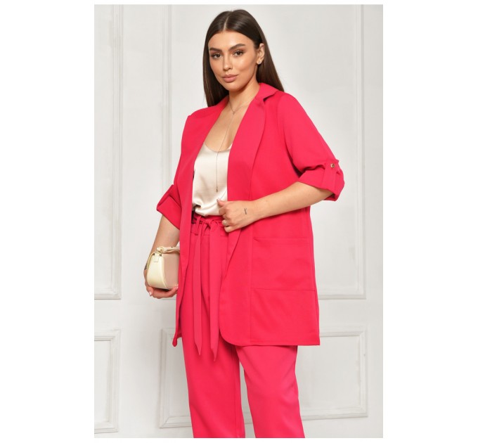 Піджак жіночий однотонний малинового кольору 204705L