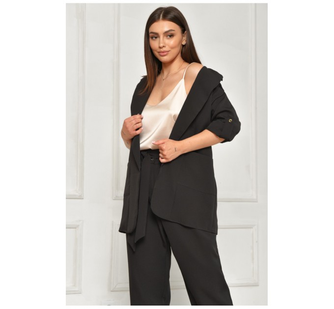 Женский пиджак однотонный черного цвета 204706L