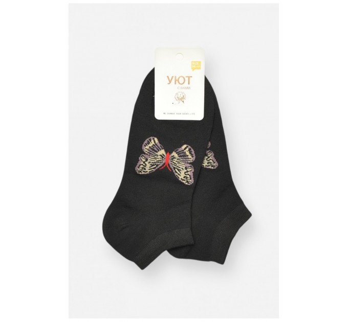 Шкарпетки жіночі спортивні демісезонні чорного кольору 204754L