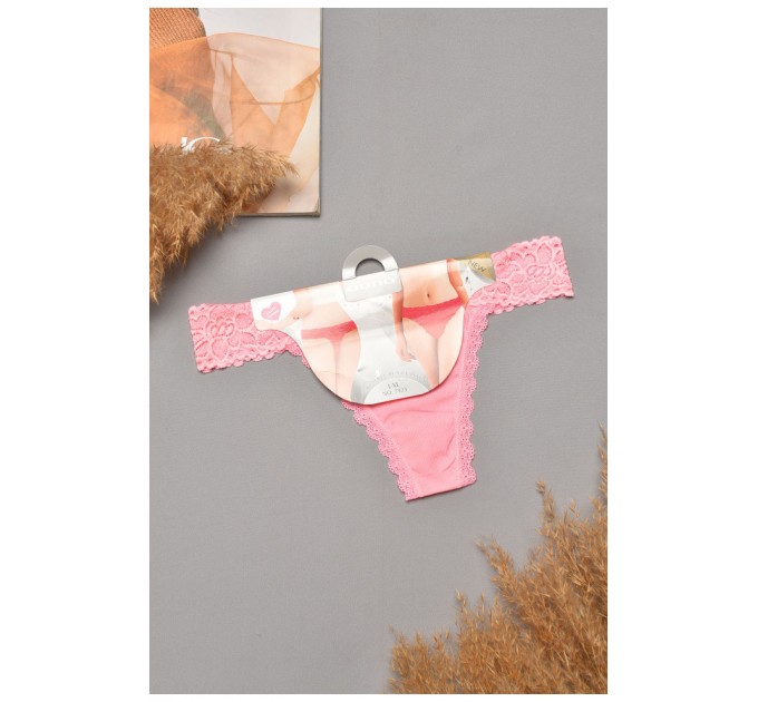 Стрінги жіночі однотонні рожевого кольору 204782L