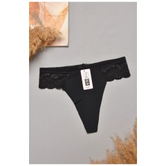 Стрінги жіночі однотонні чорного кольору 204816L Стрінги жіночі однотонні чорного кольору 204816L