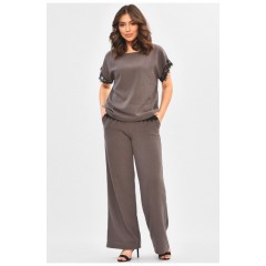 Костюм жіночий однотонний напівбатальний  кольору мокко 204933L