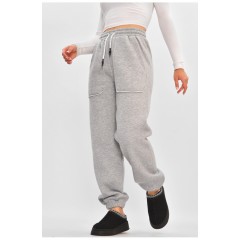 Спортивні штани жіночі  на флісі сірого кольору 204962L