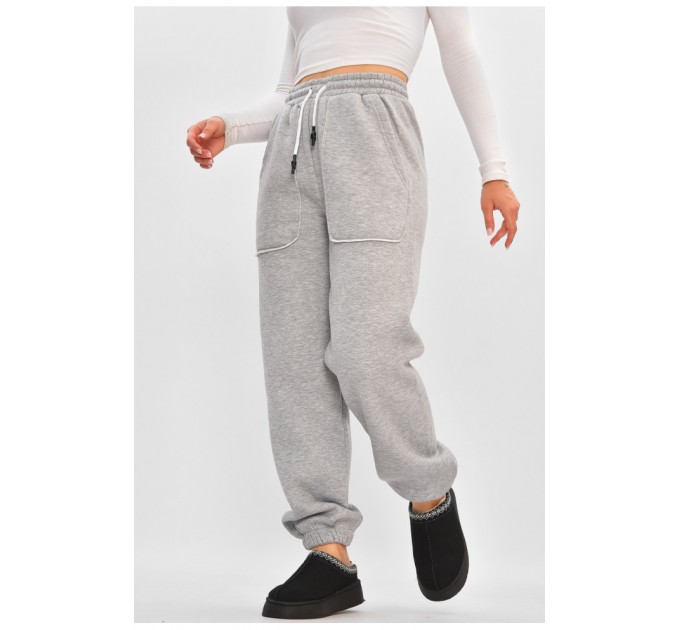 Спортивні штани жіночі на флісі сірого кольору 204962L