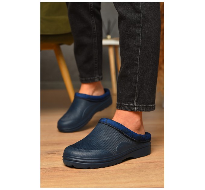 Галоши женские без задника утепленные синего цвета 205050L