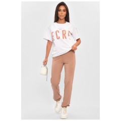 Спортивний костюм жіночий білого кольору з принтом 205053L