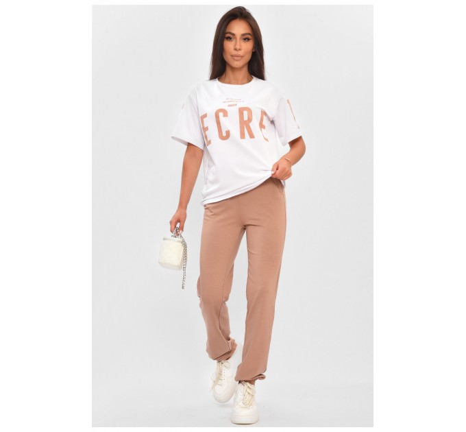 Спортивний костюм жіночий білого кольору з принтом 205053L