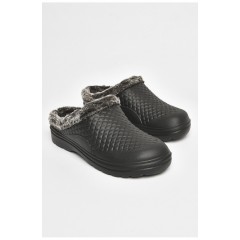 Галоши мужские без задника на флисе черного цвета 205092L