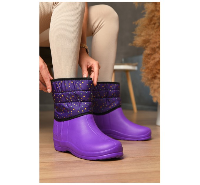 Дутики жіночі на хутрі фіолетового кольору 205153L